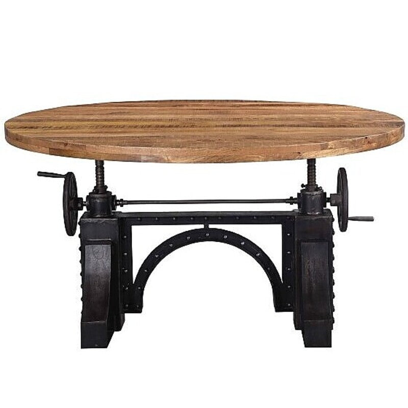 Round dining table with cast iron base